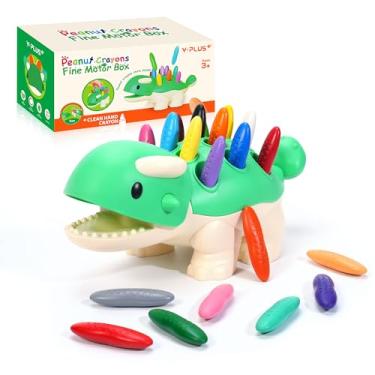 Imagem de YPLUS Brinquedos de dinossauro com giz de cera de amendoim, brinquedos sensoriais de aprendizagem motora fina Montessori, 24 cores, conjunto de atividades para crianças