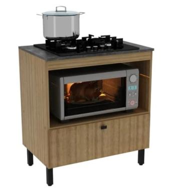 Imagem de Balcão de Cozinha para Cooktop 75 Cm 1 Porta Bl3315 Amêndoa -Tecno Mobili