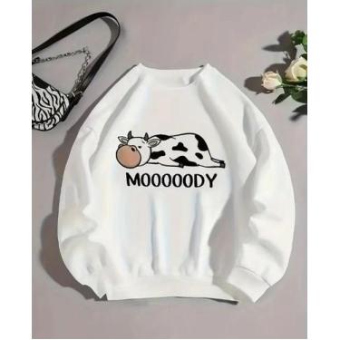 Imagem de Moletom Careca Vaca Moody Feminina Blusa De Frio Casual Fofo - TECHMAL