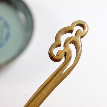 Imagem de Grampos de cabelo vintage esculpidos de madeira sândalo pauzinhos vara de cabelo étnico pino de cabelo feminino joias acessórios