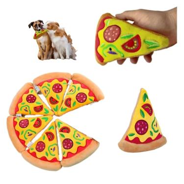 Imagem de Brinquedo Dog Pet Pelúcia Cachorro Pedaço Pizza Macio C/ Som