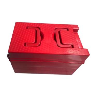 Imagem de Dynwave Caixa de bateria para bicicleta elétrica, suporte profissional à prova de quebra com alça, caixa de armazenamento para triciclos e veículos elétricos, Vermelho