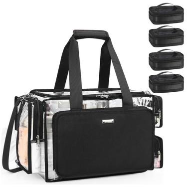 Imagem de Bolsa de maquiagem Relavel Clear com 4 bolsas pequenas e alça de ombro