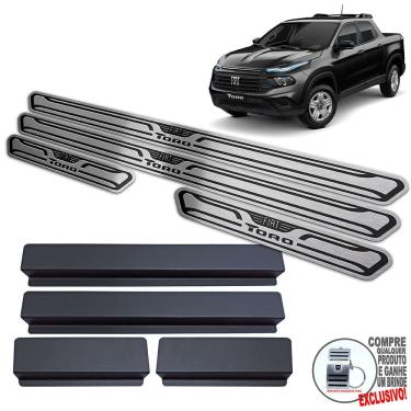 Imagem de Soleiras Aço Inox Fiat Toro 2022 / Preto Baixo Relevo
