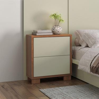 Imagem de Mesa Cabeceira 2 Gavetas TW55 Freijó Off White Dalla Costa