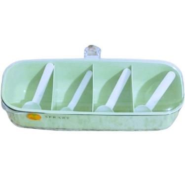 Imagem de Porta Condimento Com Pegador Em Acrílico 4 Divisórias Verde