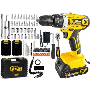 Imagem de Parafusadeira Furadeira Impacto Profissional 3/8 + 46 Peças Amarelo Th