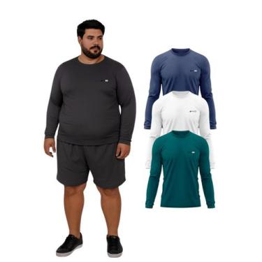 Imagem de Kit 3 Camisetas Manga Longa Com Proteção UV FPS50 Plus Size - Roger, G