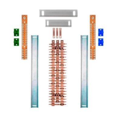 Imagem de Kit Barramento Trifásico 225A para 48 Circuitos com Placa de Policarbo