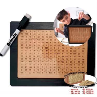 Imagem de Cofre Guardar Dinheiro Woodbox Japones Kakebo Desafio Preto