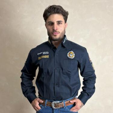 Imagem de camisa country radade manga longa rodeio cowboy masculina festa peao, 