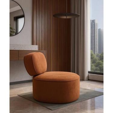 Imagem de Poltrona Capri Giratória Orgânica com Detalhe em Aço Carbono - Exclusi