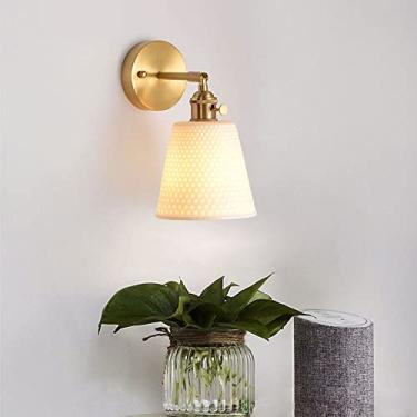 Imagem de Luminária de parede ajustável, abajur de cerâmica, luminária de parede de latão, luz de leitura moderna para cabeceira de quarto, luminárias de cabeceira de cobre, iluminação de parede para
