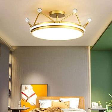 Imagem de Luminária de teto moderna LED, luminária de teto compatível com quarto infantil, lustre de coroa colorida, criatividade, quarto infantil, menino, menina, lâmpada suspensa inteligente, vida i