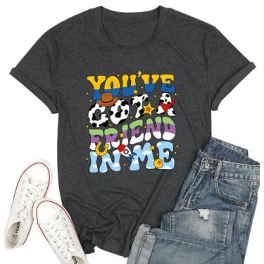 Imagem de Camiseta Eatbook You've Got A Friend para mulheres cinza escuro