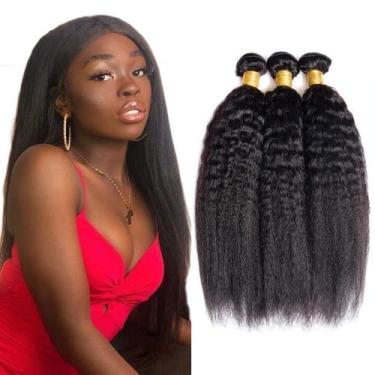 Imagem de Pacotes de cabelo WuvusNM Kinky Straight Brazilian Remy 8A 40-50cm
