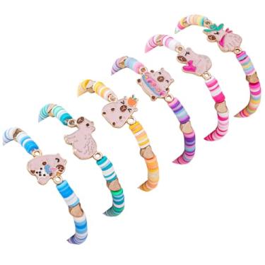 Imagem de ChungLong0593 12 pulseiras com pingentes de animais da amizade, fofo, cachorro, gato, unicórnio, borboleta, heishi, empilhar, disco, argila, miçanga, elástico, verão, praia, pulseiras para mulheres e