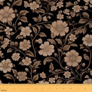 Imagem de Feelyou Groovy Flower Fabric by The Yard Tecido de estofamento floral retrô para cadeiras 70S flores hippie decoração interna e externa para projetos de artesanato de costura DIY floral psicodélico 2