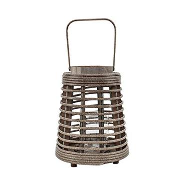 Imagem de Castiçal retrô de vime, castiçais criativos em forma de lanterna, para decoração de lareira de mesa de Natal