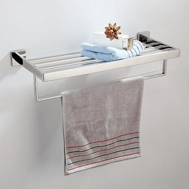 Imagem de Conjunto de acessórios de hardware de banheiro polido cromado 304 aço inoxidável escova higiênica kit combo montado na parede, suporte de papel 02 (prateleira de 3 camadas)