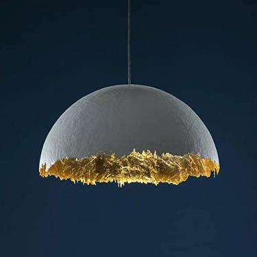 Imagem de YQSLQZZ Luminária pendente de cúpula de fazenda, lustre vintage cinza com casca de ovo para sala de jantar, ilha de cozinha, iluminação decorativa acima da mesa de jantar, luzes de teto suspensas