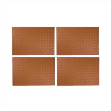 Imagem de Kit Descanso Pratos Jogo Americano 4 Peças Retangular Luxo Souspla Impermeável Mesa Jantar Marrom