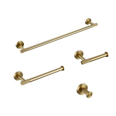 Imagem de Conjunto de acessórios de ferragens de banheiro kit de latão serrilhado ouro escovado anel barra de toalha anel de roupão suporte de papel anel de toalha escova de vaso sanitário, kit, 45 (kit 45)