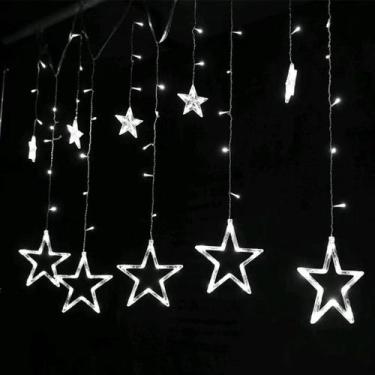 Imagem de Cascata Pisca Pisca Estrela 138 LED Com Estrela E Estrela Com Lua 8 Fu