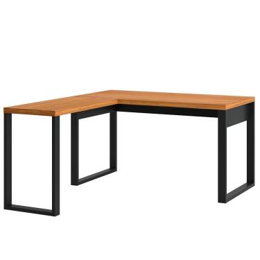Imagem de Mesa Escritório E Home Office em L Florence Industrial 135x157cm D03 Freijó Preto Fosco - Lyam Decor