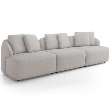 Imagem de Sofá 3 Lugares Para Sala de Estar Living 234cm Arlo F04 Linho Cru - Ly