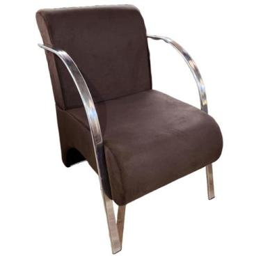 Imagem de Poltrona Decorativa Predoli Braço de Alumínio Suede, Recepção, Sala, Q