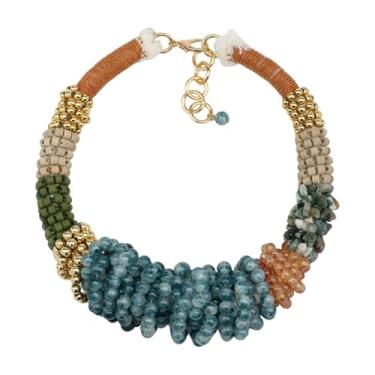 Imagem de Colar de contas de cristal grande grosso para mulheres, pedra de madeira, feito à mão, étnico, tribal, étnico, tribal, bijuteria moderna, 20 inch, Madeira Acrílico Resina, Sem Pedra Preciosa