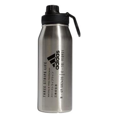 Imagem de adidas Garrafa de água de metal de 1 litro, aço inoxidável 18/8 com isolamento quente/frio de parede dupla, Aço inoxidável/preto/2, 32 Ounces