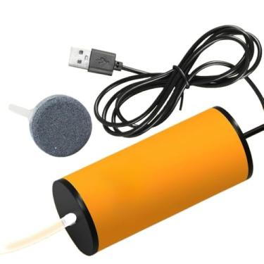 Imagem de Bomba de Ar, Oxigênio para Aquário Super Silenciosa com Filtro Submerso e USB - Bomba Aquário com Oxigenador Profissional e Filtragem(Laranja)