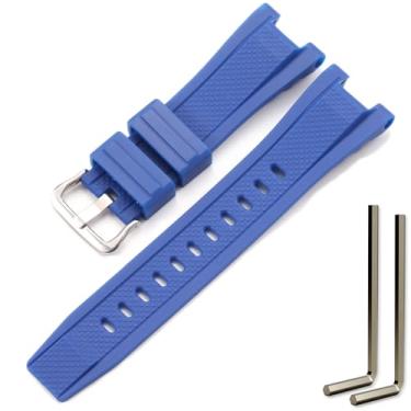 Imagem de MCXGL Pulseira de relógio de substituição compatível com Gshock para Casio GST-210 GST-W110 GST-W100 GST-S110 GST-S100 GST-B100 GST-S300, Fivela prata azul, 26mm, Cinto de malha masculino