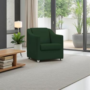 Imagem de Poltrona Para Sala Decorativa Cadeira Reforçada Para Recepção Consultório Escritório Pé Cromado - Clique E Decore (Verde)