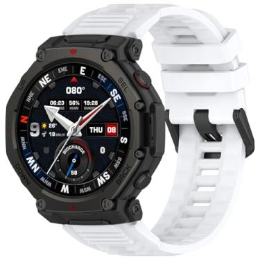 Imagem de Pulseira para relógio Amazfit T-Rex3 Pro, feminina, masculina, de silicone ajustável, de liberação rápida, adequada para relógio inteligente Amazfit T-Rex 3 Pro de 48 mm (branca)