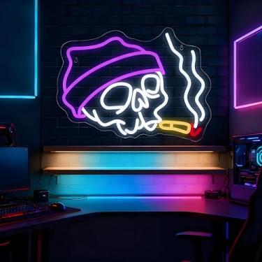 Imagem de Neonawall Purple Skull Business Neon Sign Open Light Up Letters Business Led Sign for Wall Decor Birthday Door Signs Led Decorative Night Signs Decorations Gifts for Bar Club Restaurant Grand Opening
