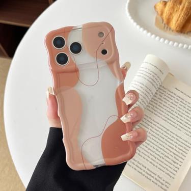 Imagem de DEFBSC Capa para iPhone 17 Pro Max, linda capa de telefone com estampa de arte ondulada transparente para mulheres e meninas, moldura ondulada, capa protetora durável, proteção total para câmera para