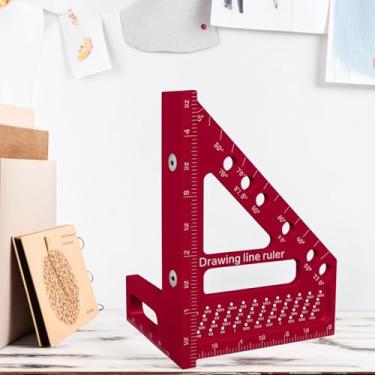 Imagem de Régua de rabisco, régua de medição multiângulo 3D, régua de ângulo quadrado de carpinteiro de liga de alumínio de 45/90 graus, ferramentas de medição de layout de régua triangular de calibre de fio