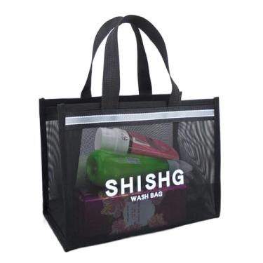 Imagem de Bolsa de armazenamento de artigos de higiene pessoal bolsa de maquiagem criativa organizador de cosméticos bolsa de lavagem portátil armazenamento de banho de malha (3)