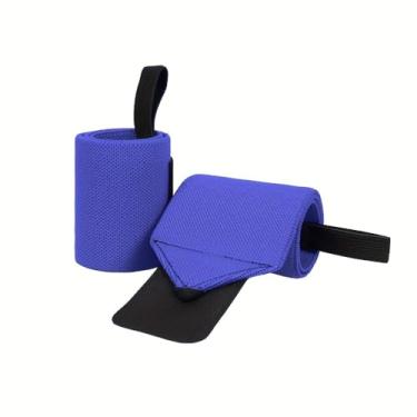 Imagem de Alças de pulso para halterofilismo, pacote com 2 pulseiras esportivas altamente elásticas para levantamento de peso, musculação, presentes para amantes de cross training (azul)