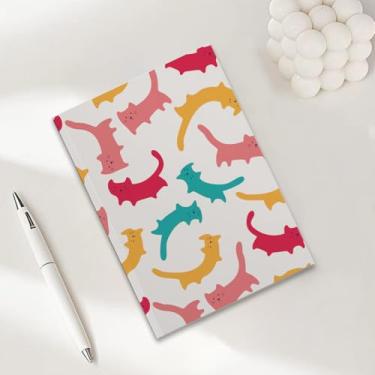 Imagem de Cadernos coloridos de gatos para trabalho, caderno de composição A5 (21 x 14,7 cm), caderno pautado na faculdade, agenda de viagem forrada para escrever, presentes para amantes de gatos 2