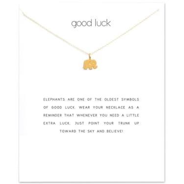 Imagem de Colar de pérolas da amizade, elefante da sorte, estrela de pérola, pingente de círculo para mulheres, cartão de presente, Small, Metal, Sem Pedra Preciosa