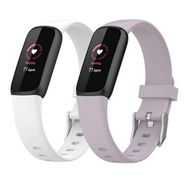 Imagem de Hoopyeecase pulseira de relógio Compatível com Fitbit Luxe Bands ，Suave Silicone Esporte À prova d'água Quick Release Respirável Substituição Pulseiras de relógio Acessórios para mulheres homens