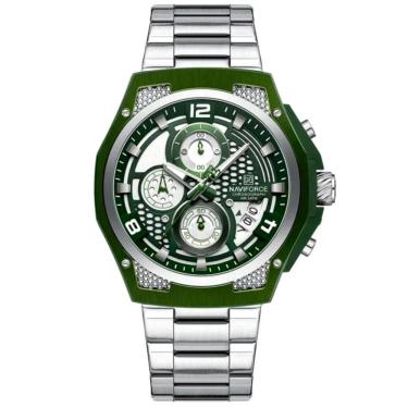 Imagem de Relógio Masculino Esportiivo De Quartzo Em Aço Inoxidável Multifuncional Impermeavel Verde