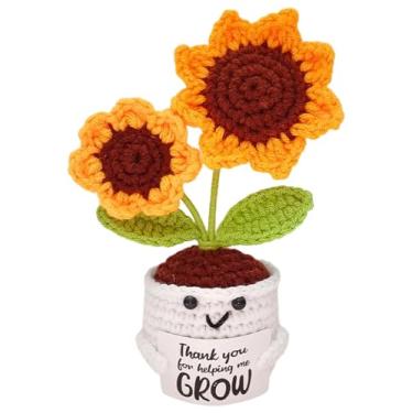 Imagem de Gorbgle Positive Sunflower Doll Crochet Plant with Card, Handmade Emotional Support Plush, Thank You Gifts for Teacher, Coworker, Mom, Sister, Best Friend - Christmas, Mother’s Day, Birthday Gift