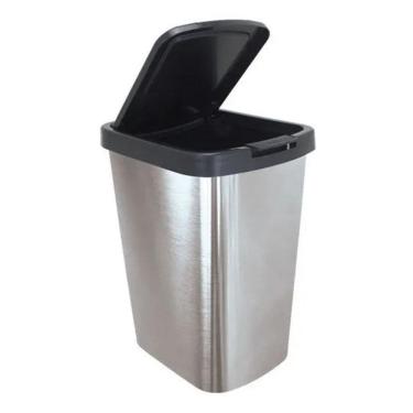 Imagem de Lixeira Prática 9 Litros Prata Click Label 25462 Arqplast