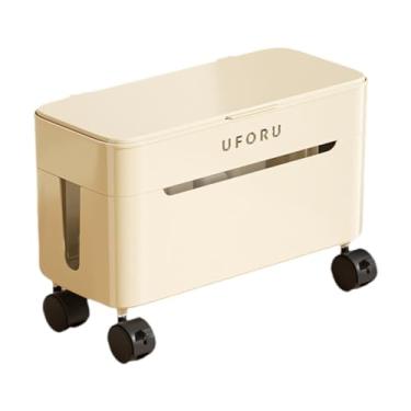 Imagem de ＫＬＫＣＭＳ Caixa de gerenciamento de cabos, estojo para armazenamento de fios, economiza espaço com furos, organizador de cabos de mesa para computador escolar e, Branco