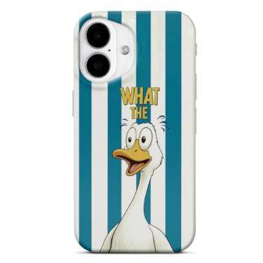 Imagem de Compatível com iPhone 17 capa fofa pato, desenho engraçado pato azul listrado capa de telefone estética para homens e mulheres